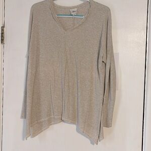 NWOT daytrip oatmeal colored oversized ribbed top and raw hem neckline